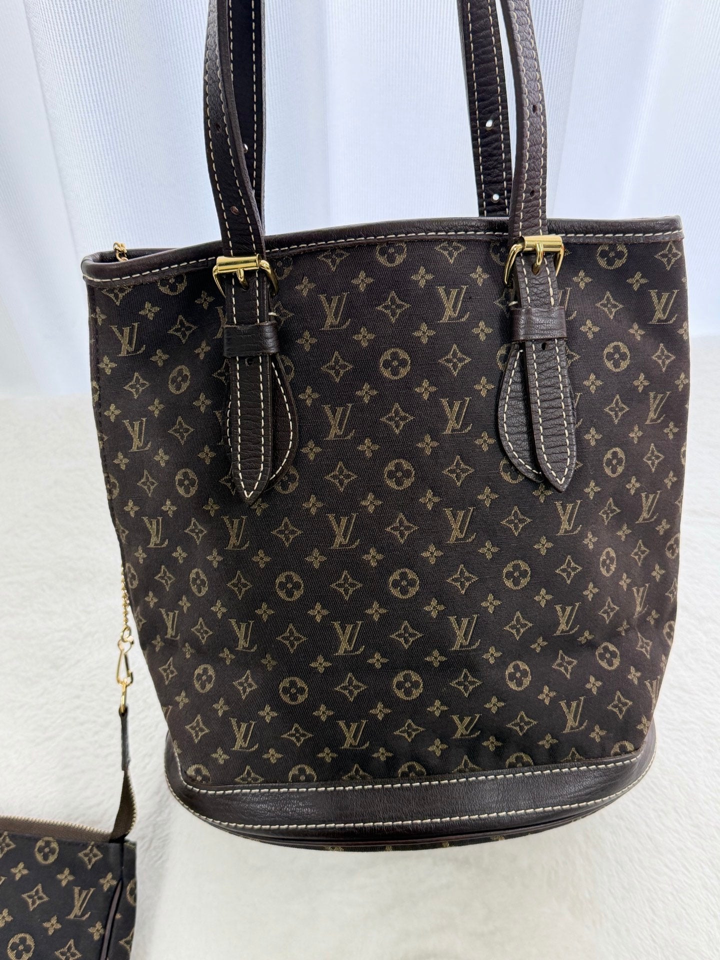 LOUIS VUITTON Monogram Denim Brown Totebag(Set)