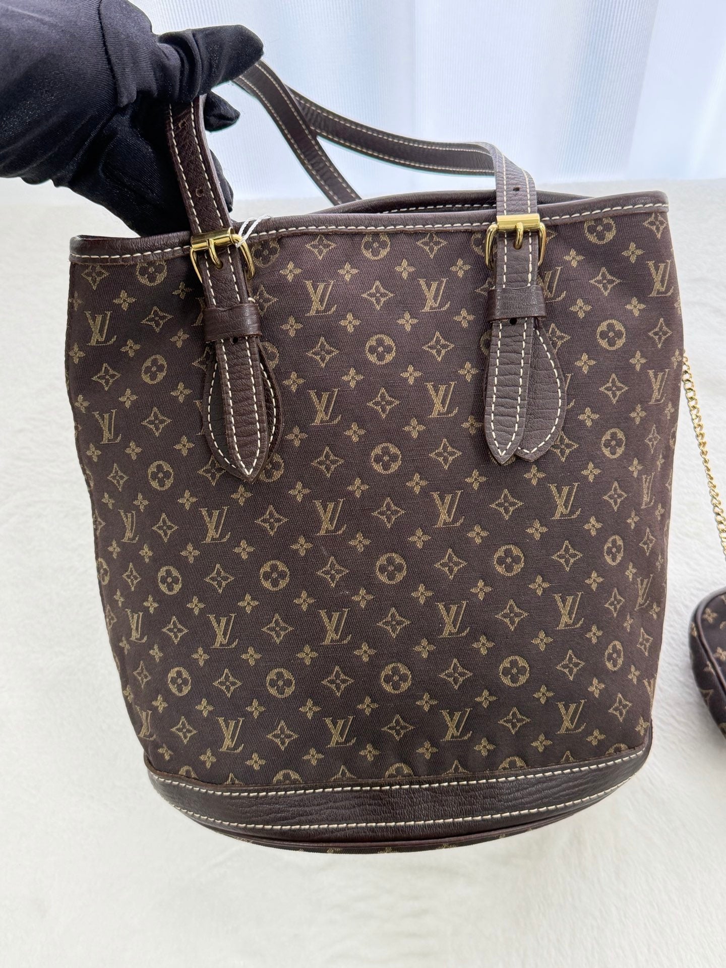 LOUIS VUITTON Monogram Denim Brown Totebag(Set)