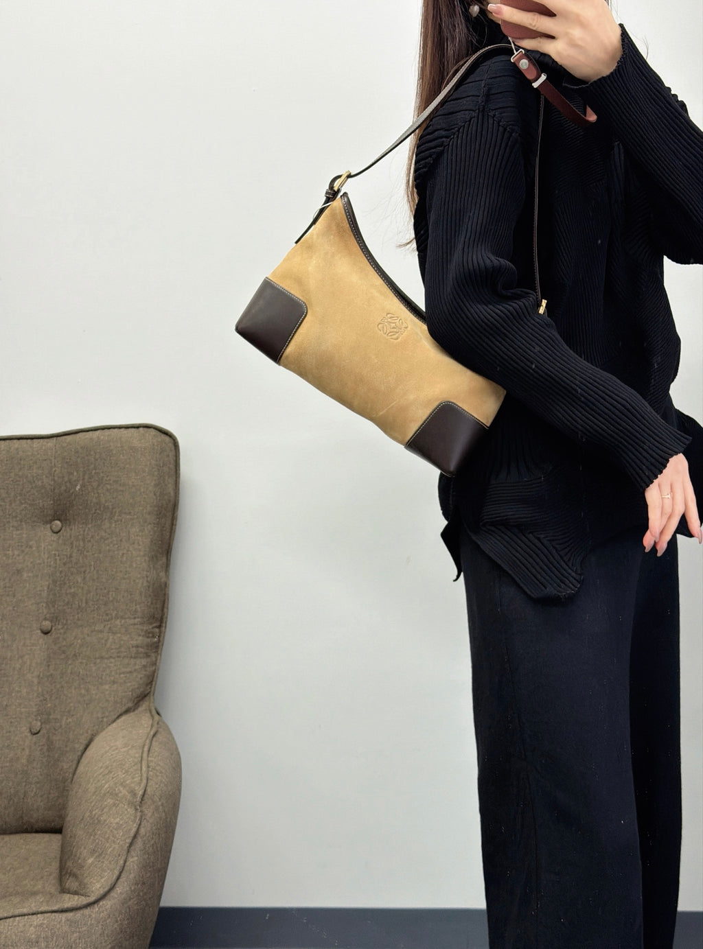 LOEWE Suede Hobo Shoulderbag