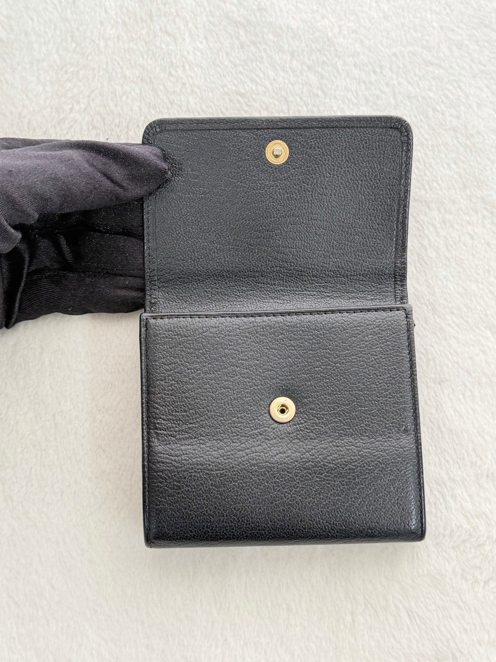 CHANEL Double-C Geniune Trifold Wallet
