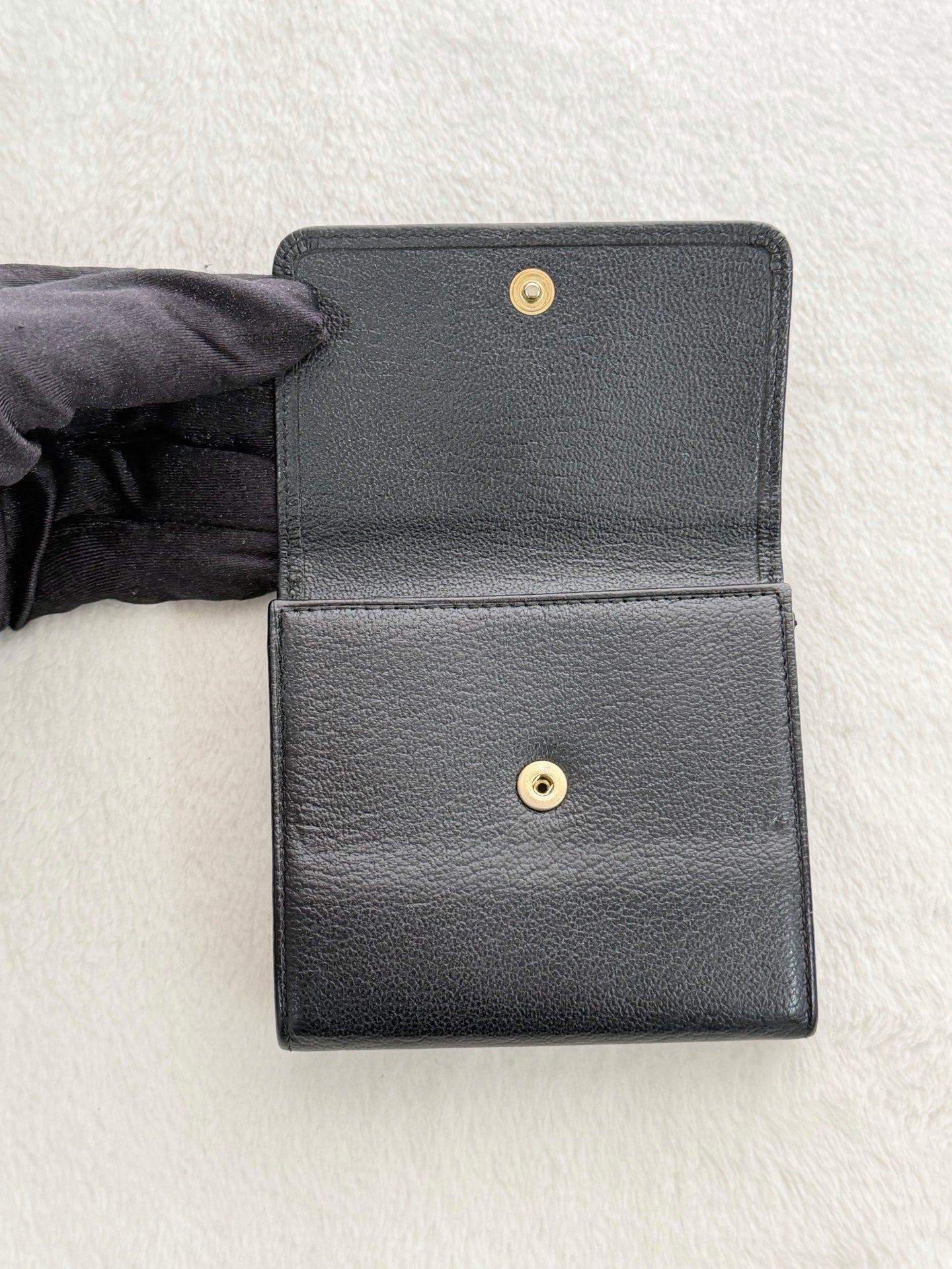 CHANEL Double-C Geniune Trifold Wallet