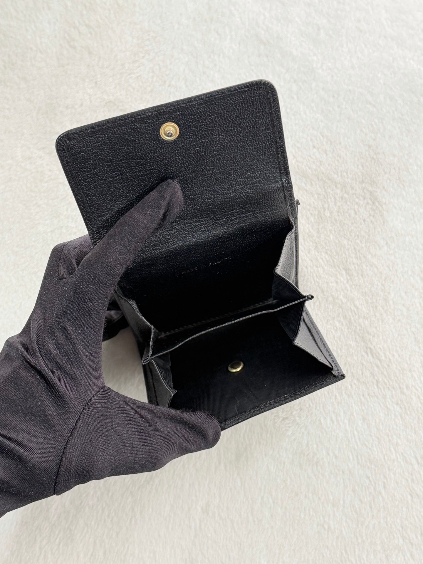 CHANEL Double-C Geniune Trifold Wallet