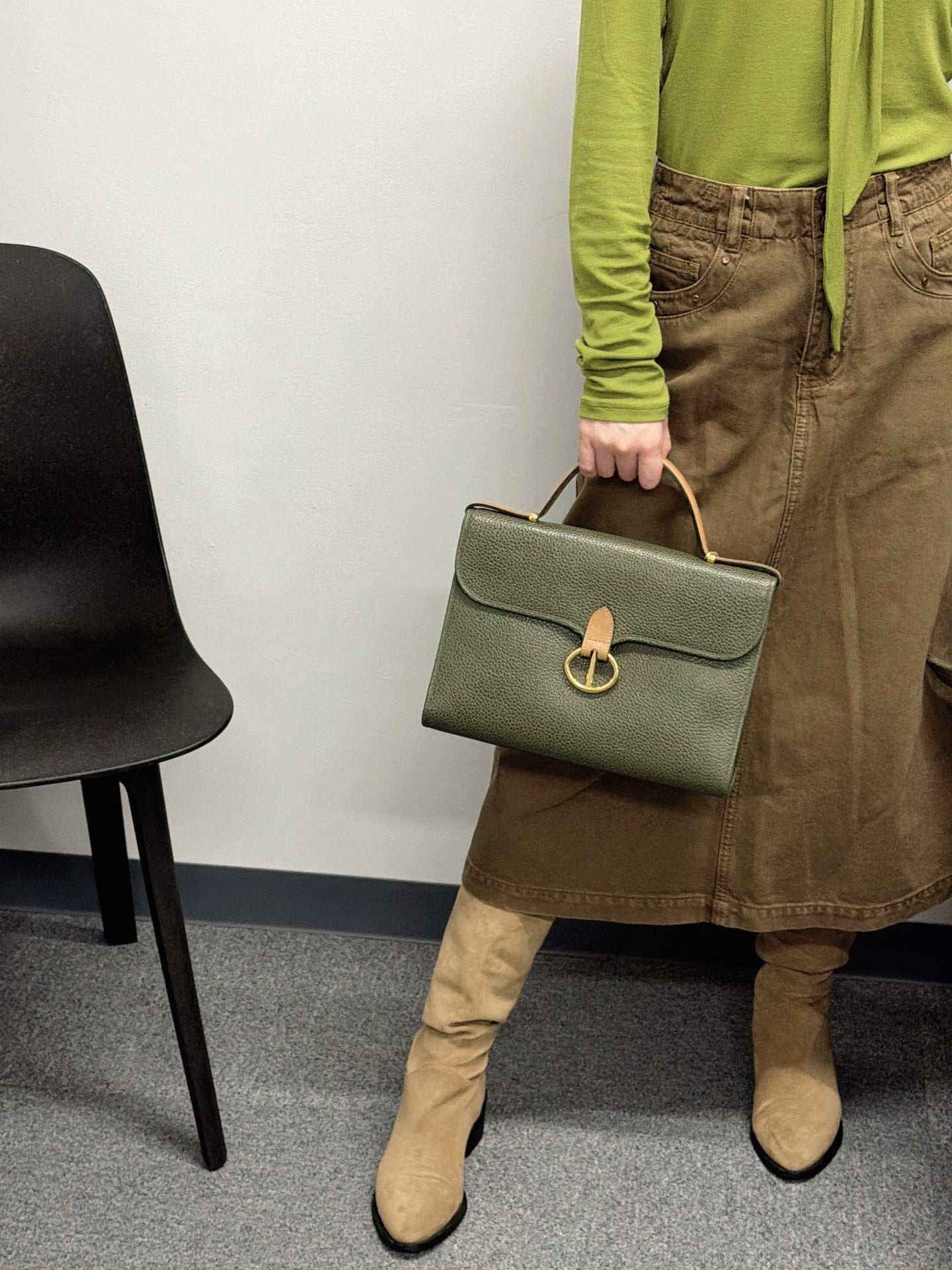 CHRISTIAN DIOR Green Geniune Kelly handbag