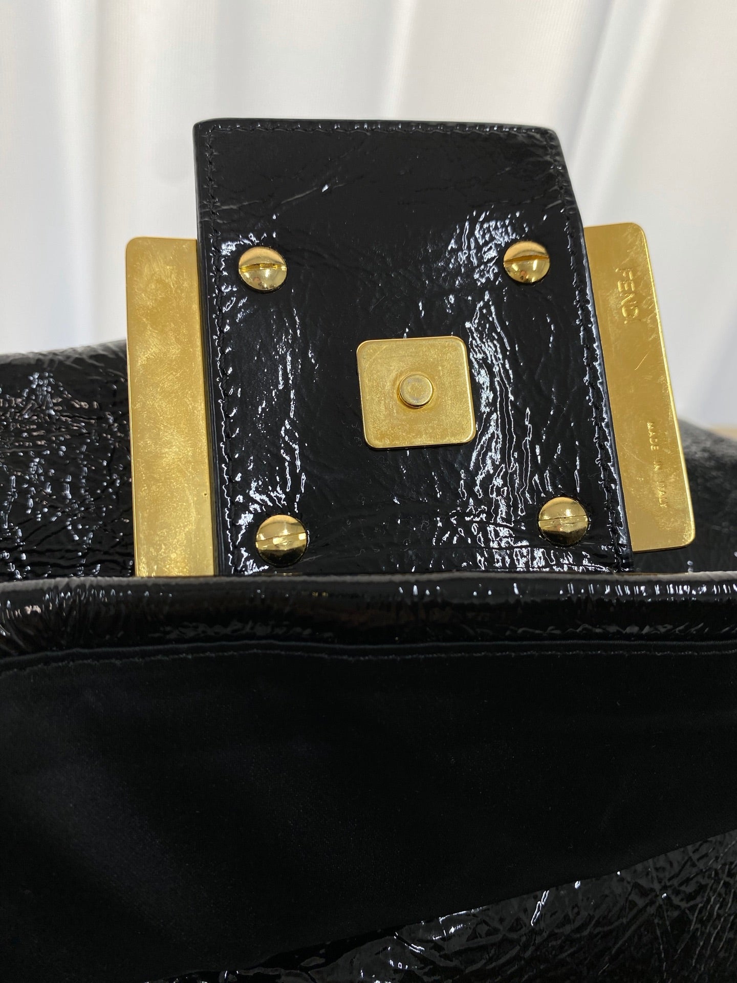 FENDI Black patent Baguette Bag
