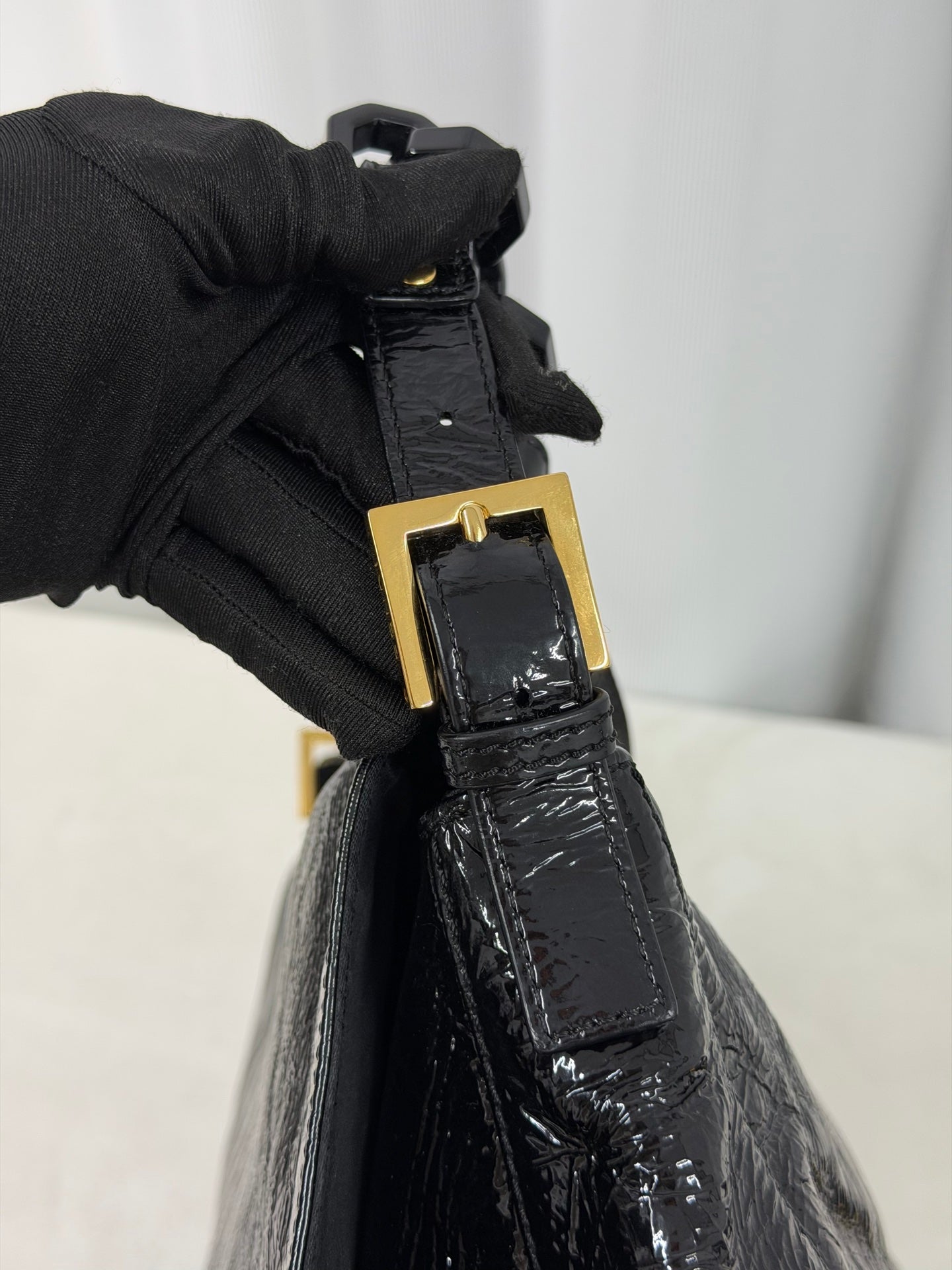 FENDI Black patent Baguette Bag