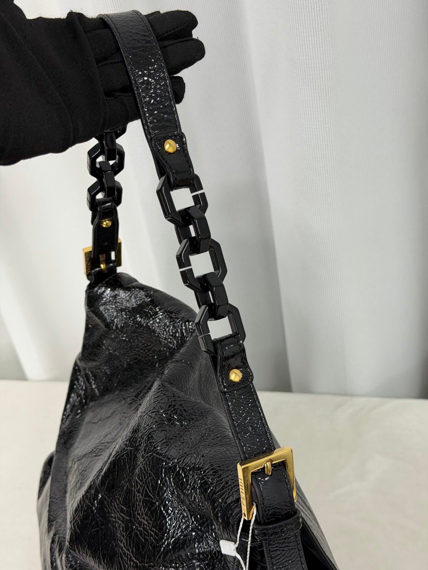 FENDI Black patent Baguette Bag