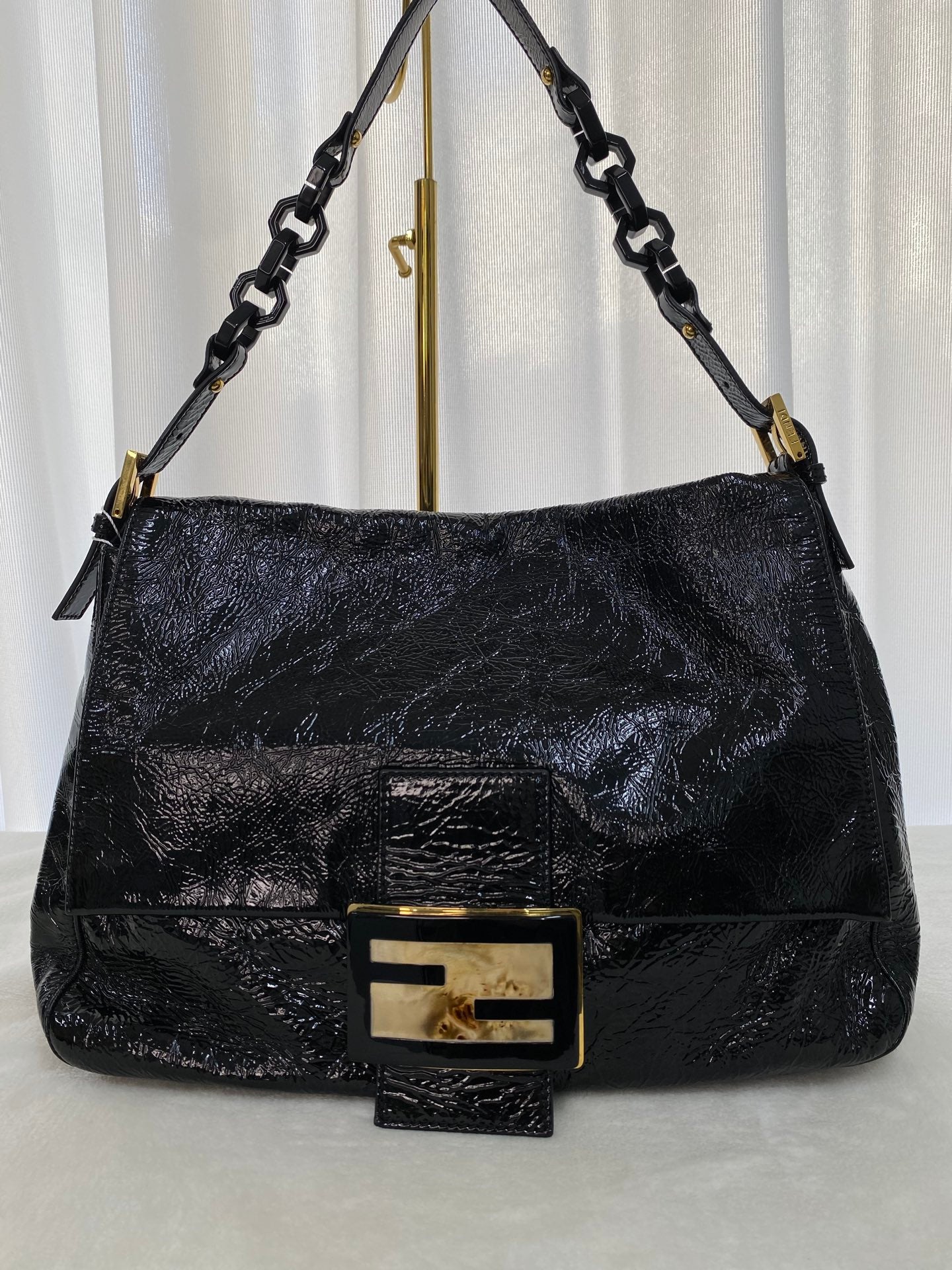 FENDI Black patent Baguette Bag