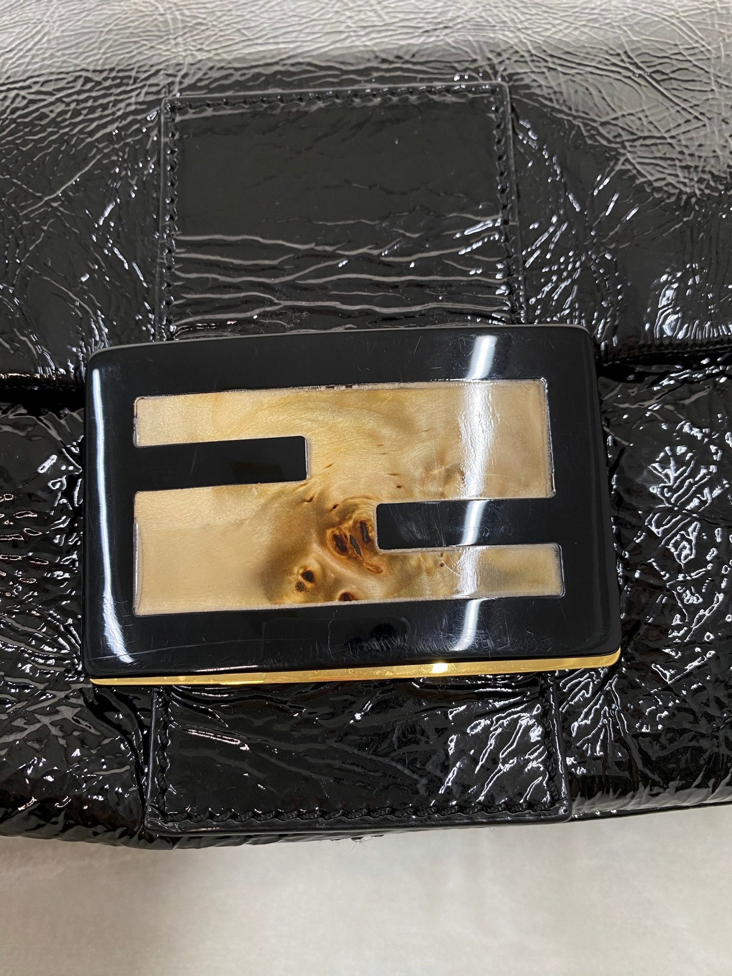 FENDI Black patent Baguette Bag