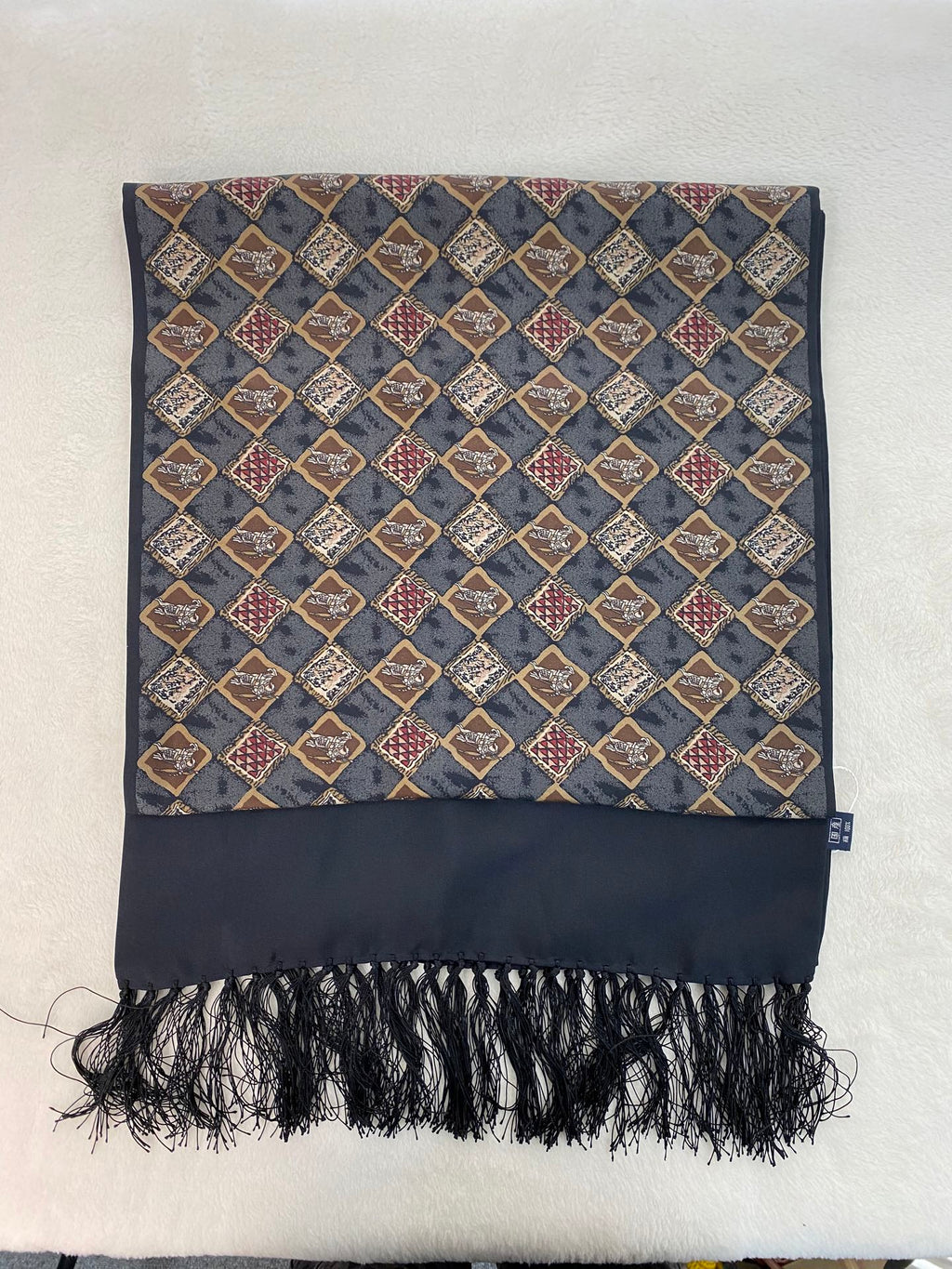 BURBERRY Equestrain Knight Logo Silk Scarf