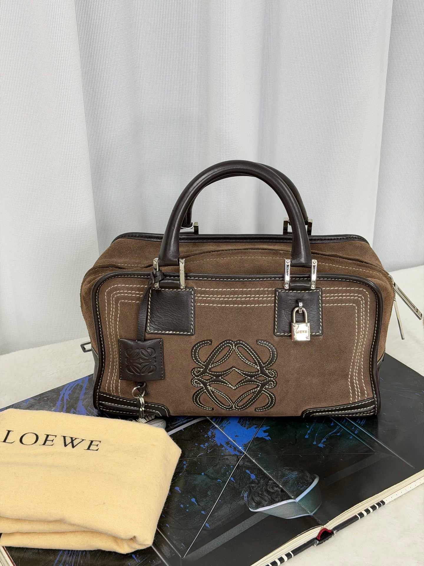 LOEWE Suede Amazona Handbag