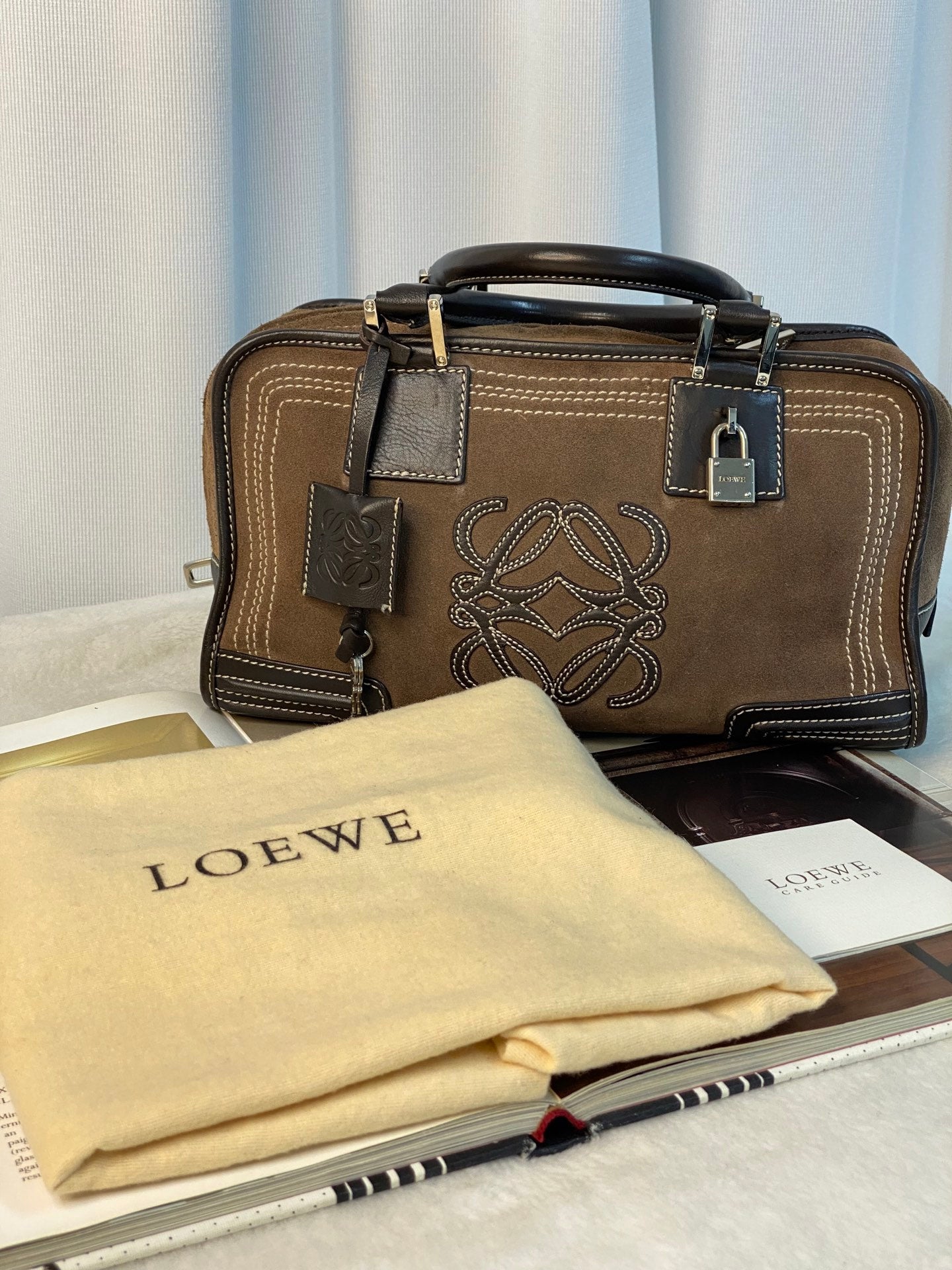 LOEWE Suede Amazona Handbag