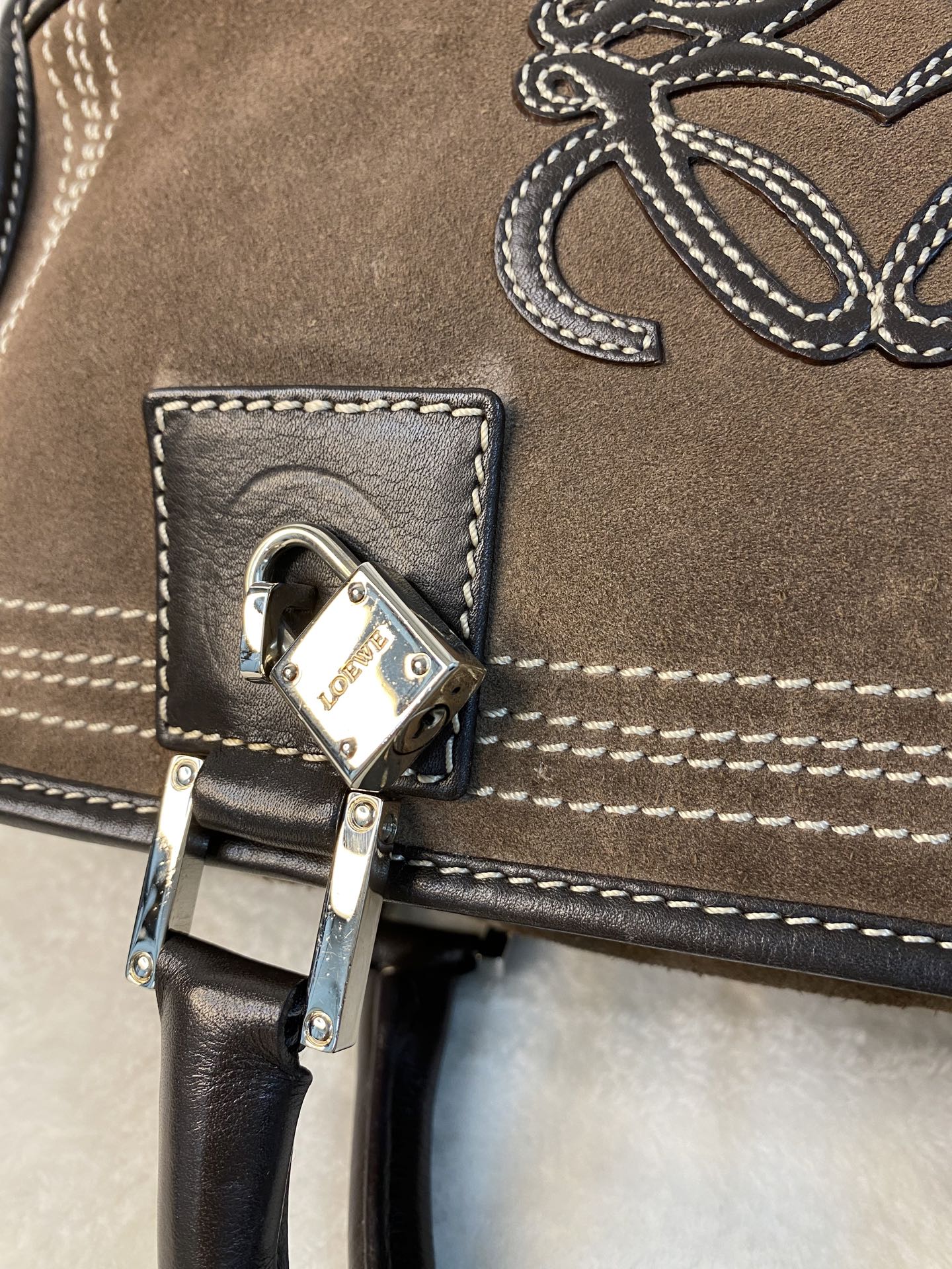 LOEWE Suede Amazona Handbag