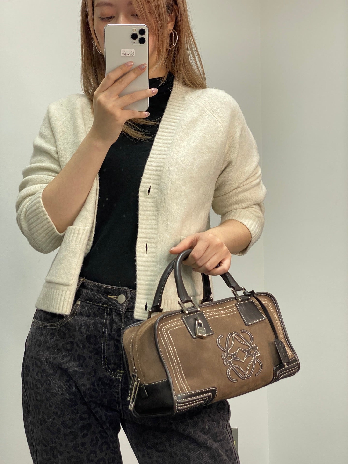 LOEWE Suede Amazona Handbag