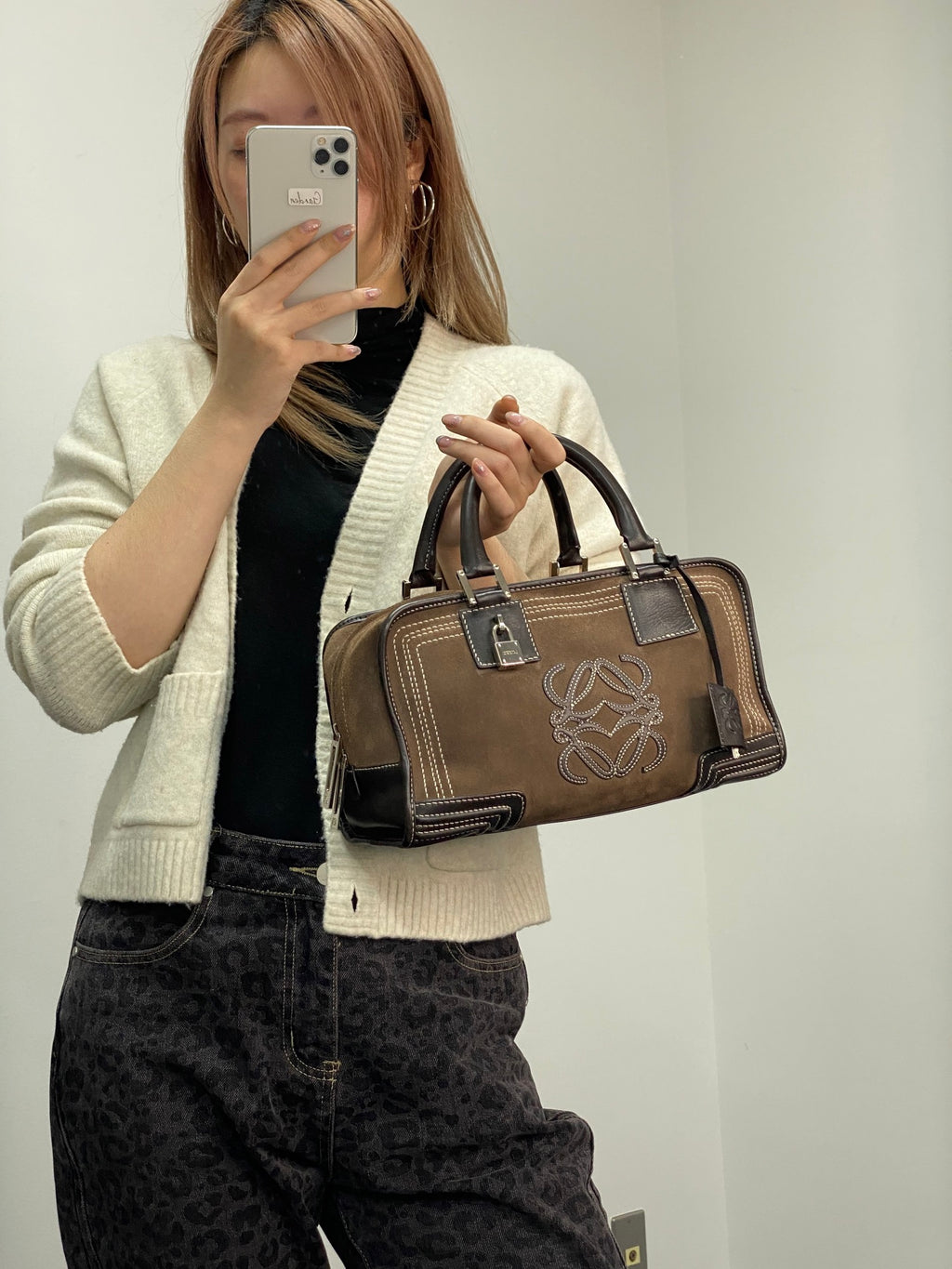 LOEWE Suede Amazona Handbag