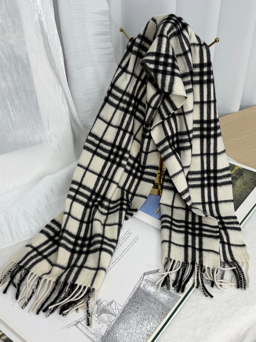 BURBERRY Plaid pattern Cashmere Scarf