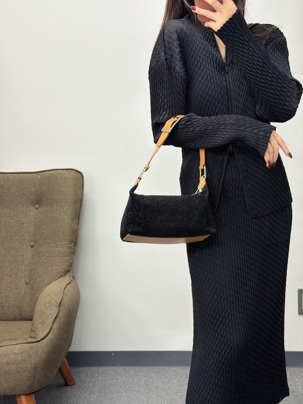 CELINE Suede Handbag