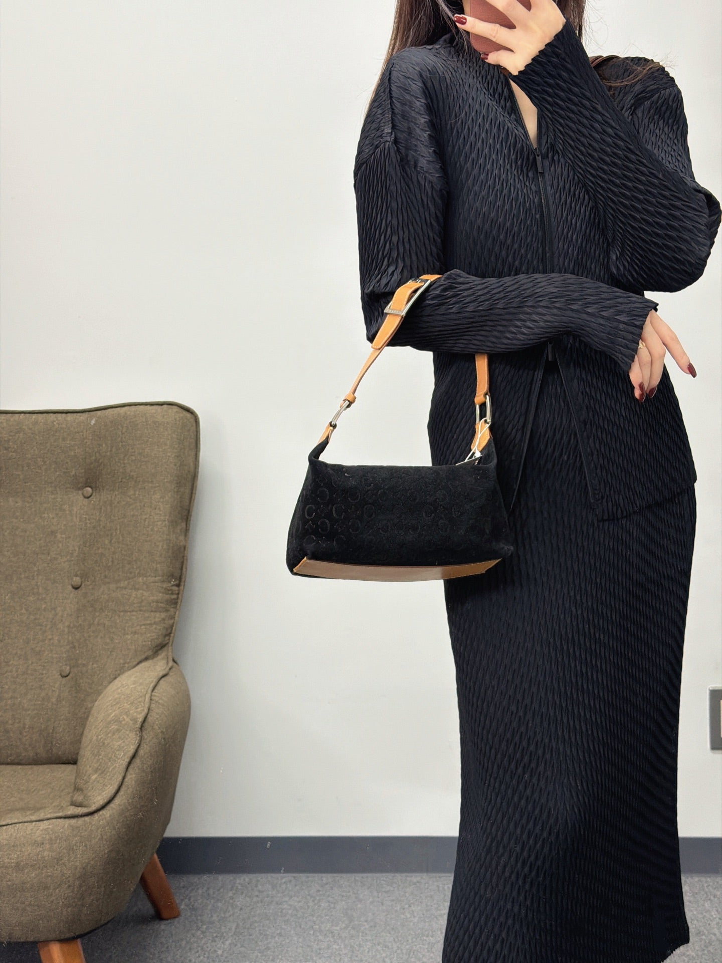 CELINE Suede Handbag