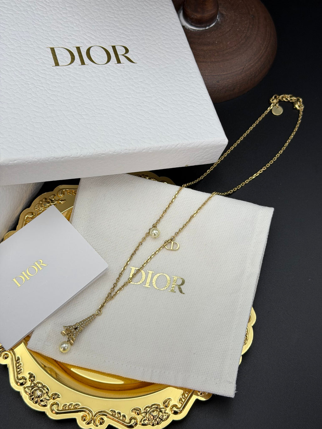 CHRISTIAN DIOR Eiffel Tower Pendant Necklace
