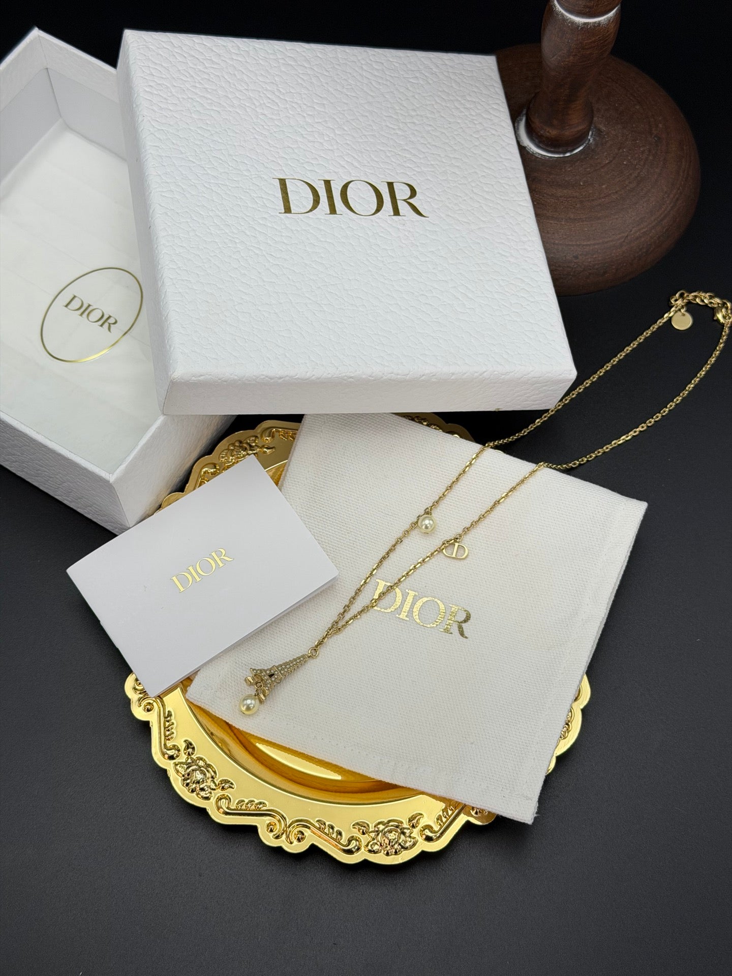 CHRISTIAN DIOR Eiffel Tower Pendant Necklace