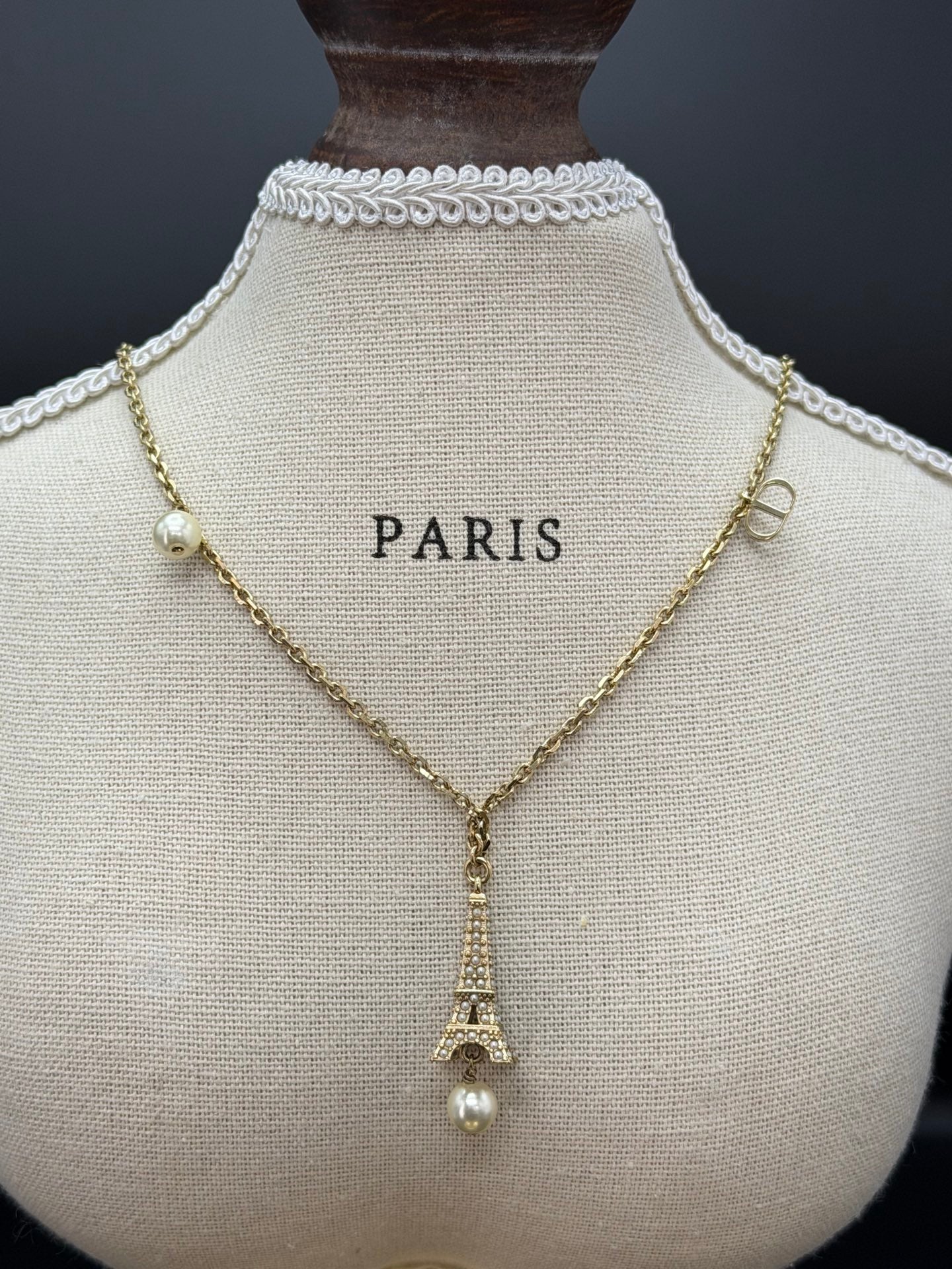 CHRISTIAN DIOR Eiffel Tower Pendant Necklace