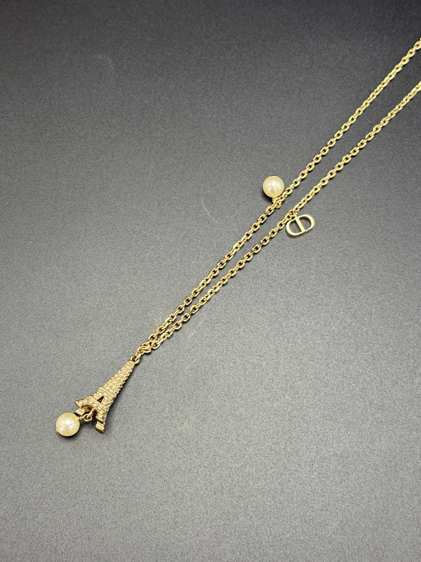 CHRISTIAN DIOR Eiffel Tower Pendant Necklace