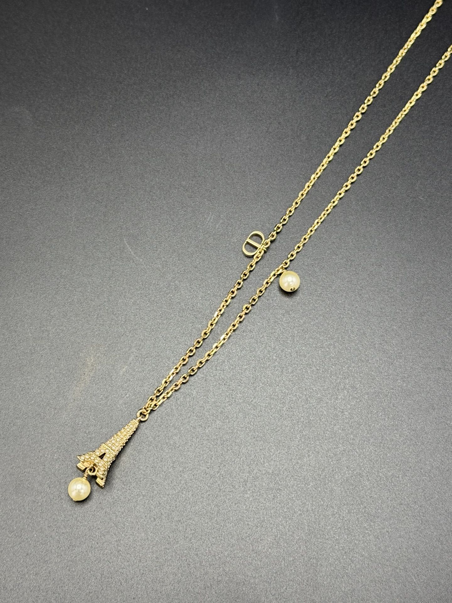 CHRISTIAN DIOR Eiffel Tower Pendant Necklace