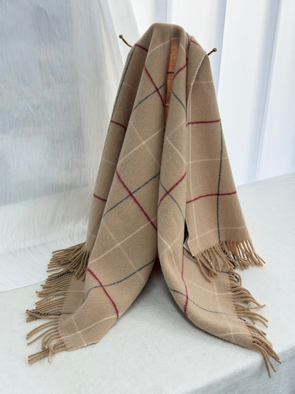 BURBERRY Plaid Pattern Cashmere Scarf