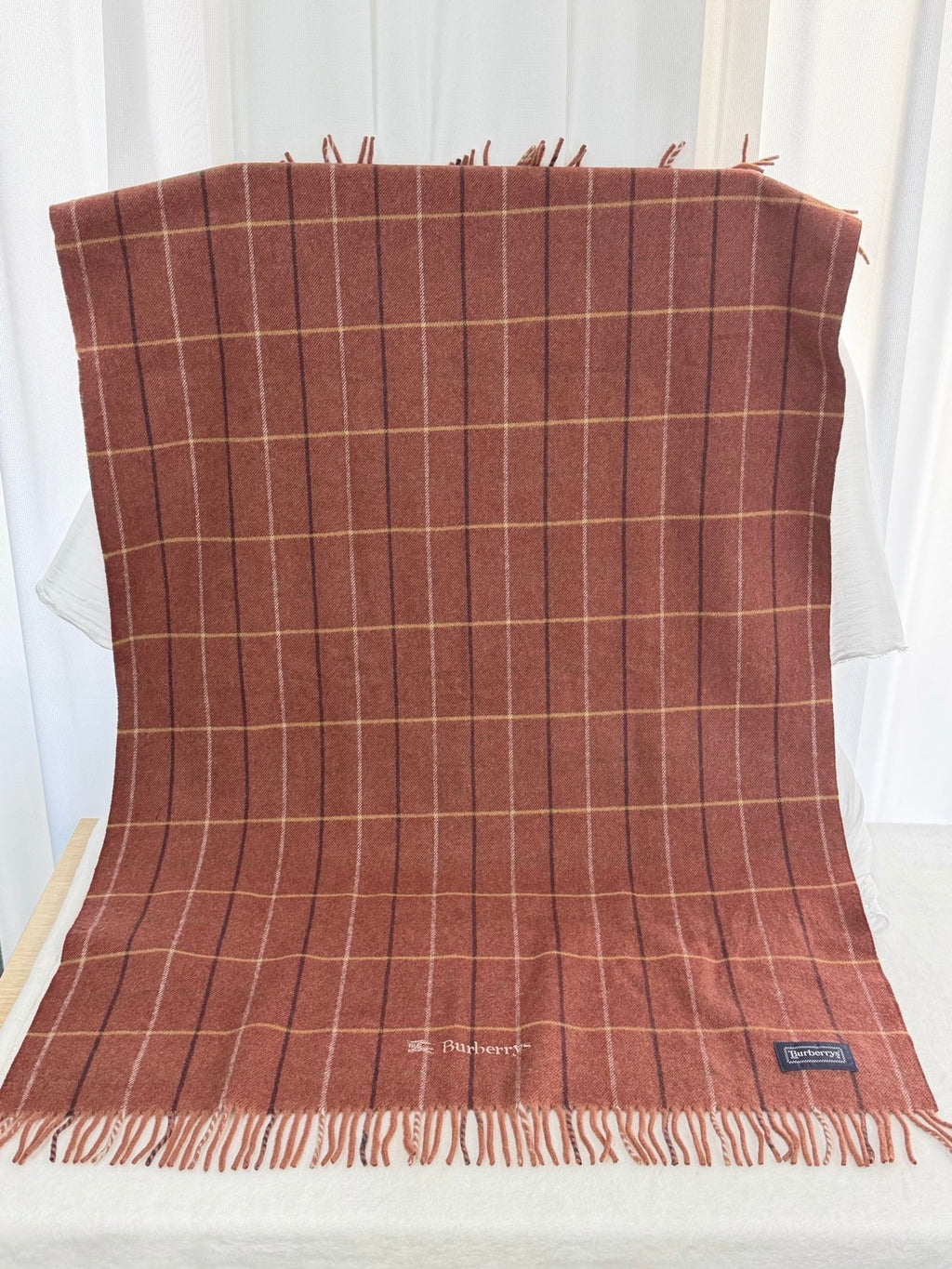 BURBERRY Plaid Patter Cashmere Scarf