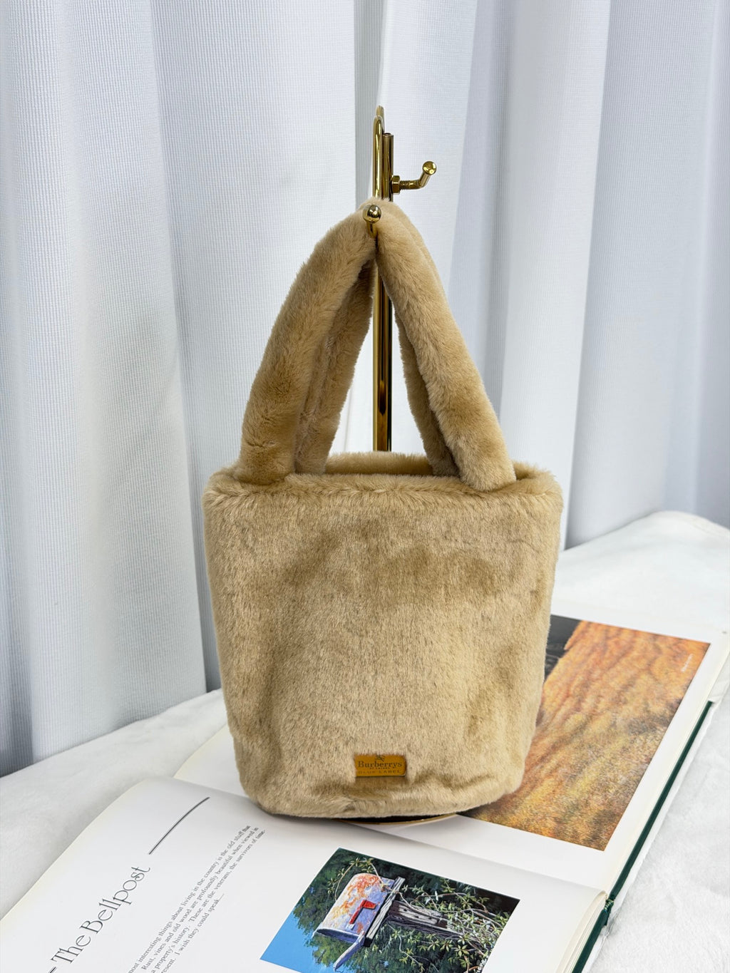BURBERRY Fur Plaid Handbag