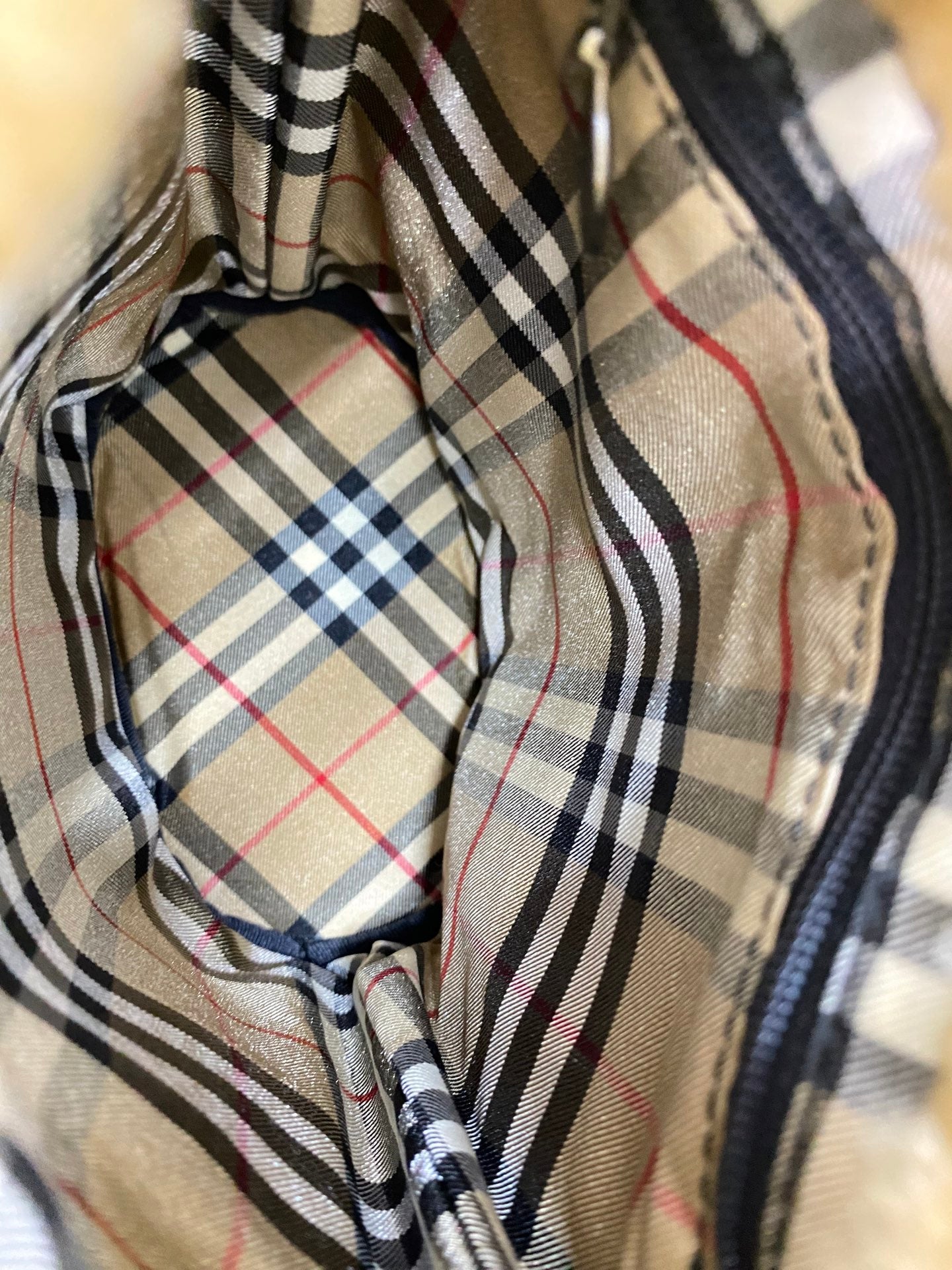 BURBERRY Fur Plaid Handbag