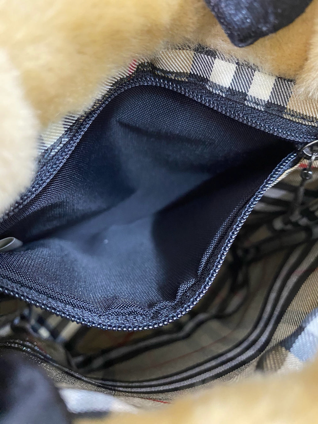 BURBERRY Fur Plaid Handbag