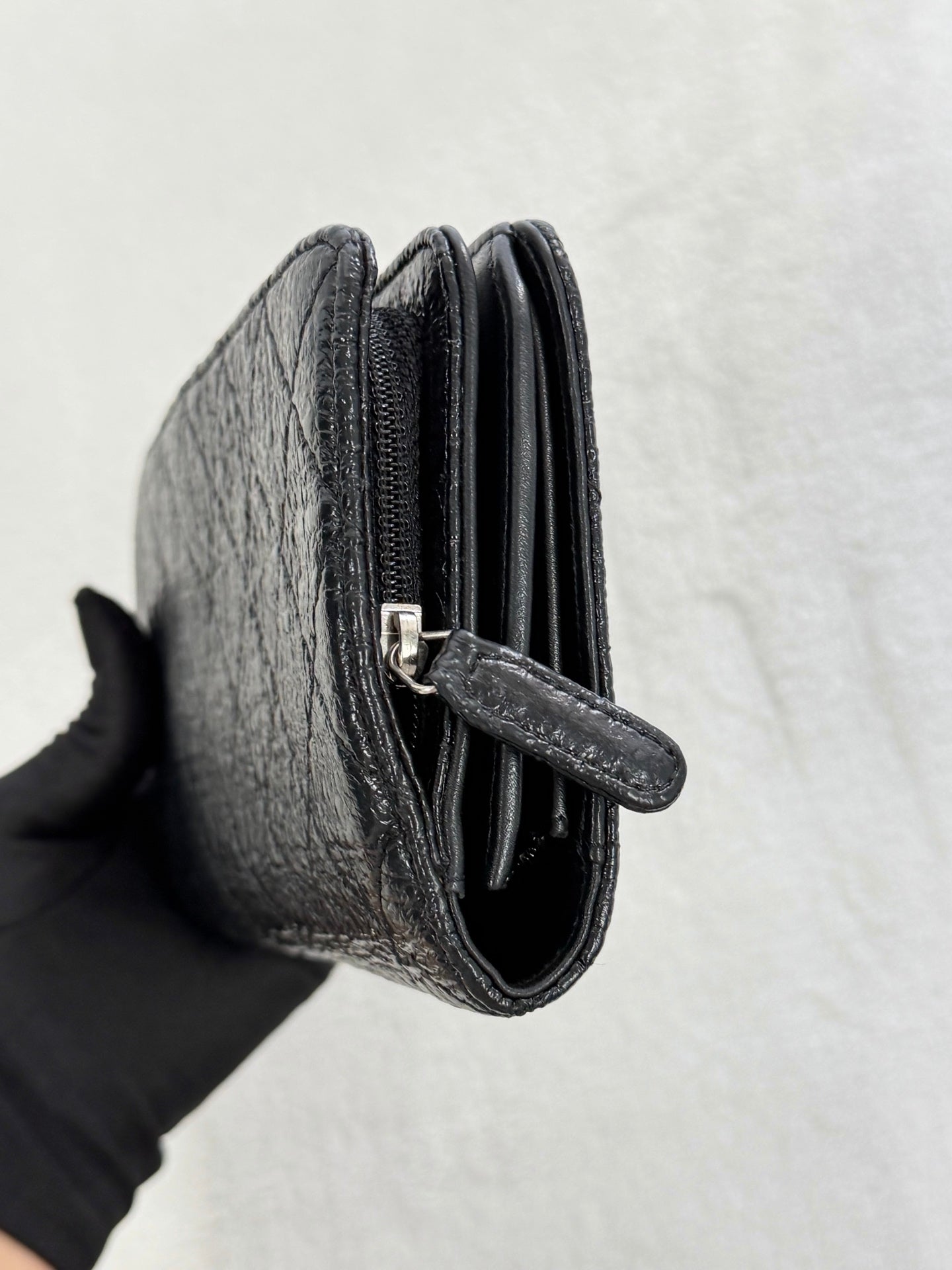 CHANEL Patent Double-C Bifold Wallet