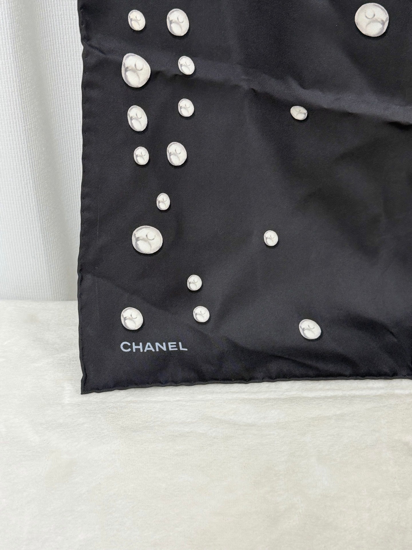 CHANEL Pearl-pattern Silk Scarf