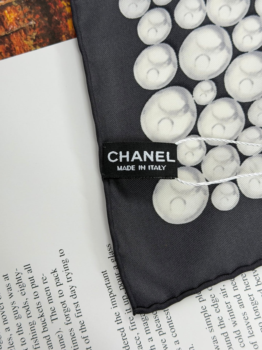 CHANEL Pearl-pattern Silk Scarf