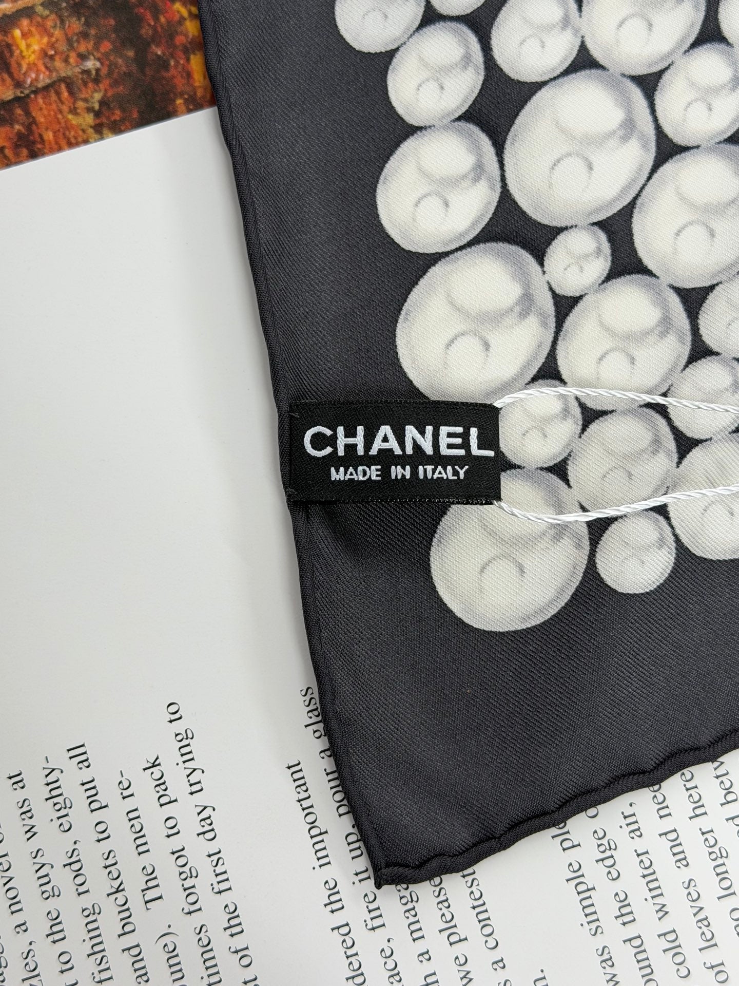 CHANEL Pearl-pattern Silk Scarf