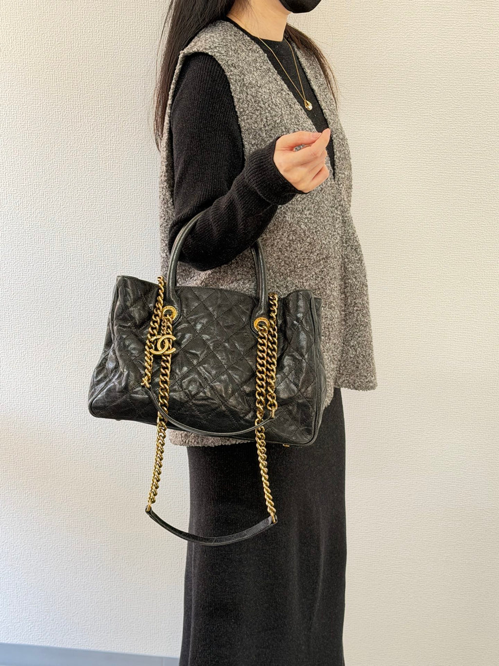 CHANEL Cavier Genuine Patent Chainbag