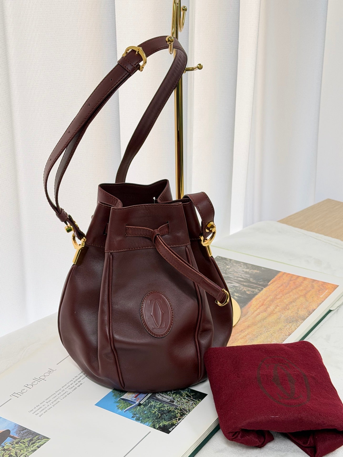 CARTIER Burgundy Bucket Mini Shoulderbag