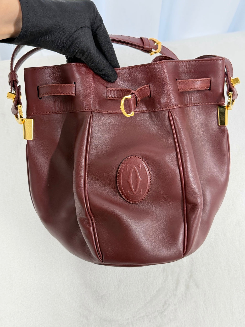 CARTIER Burgundy Bucket Mini Shoulderbag
