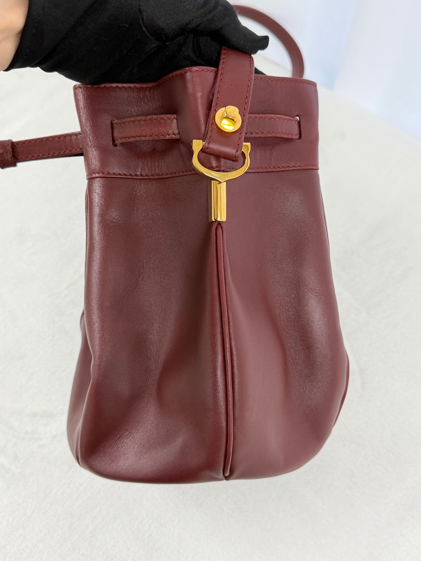 CARTIER Burgundy Bucket Mini Shoulderbag