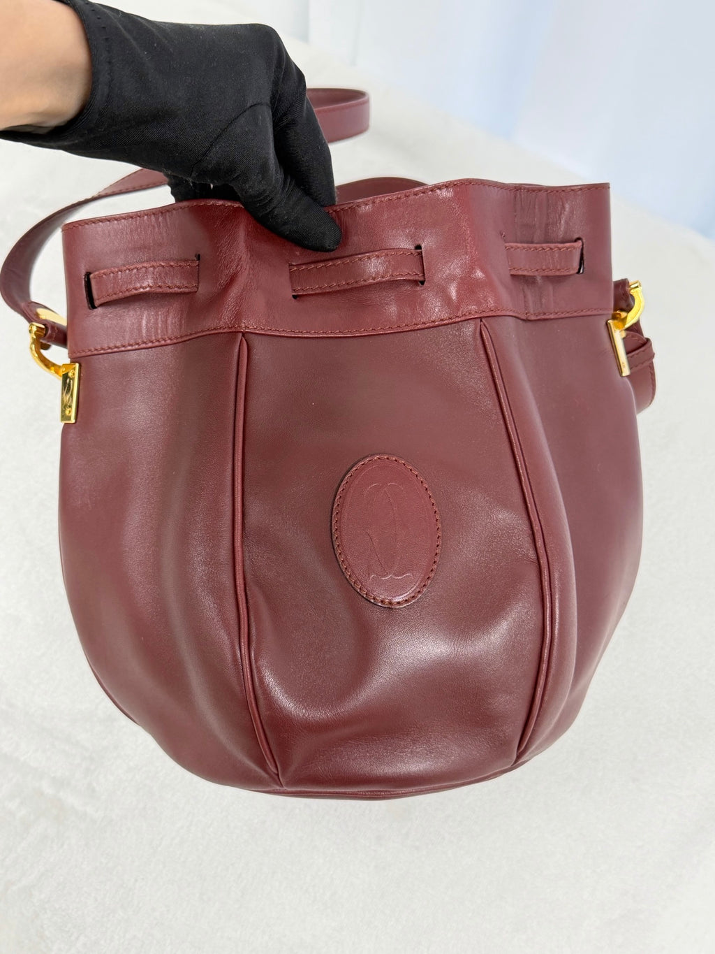 CARTIER Burgundy Bucket Mini Shoulderbag
