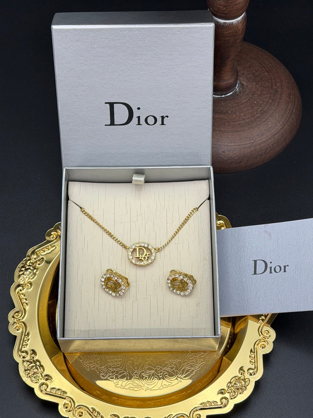 CHRISTIAN DIOR Rhinestone Necklace/earrings Set