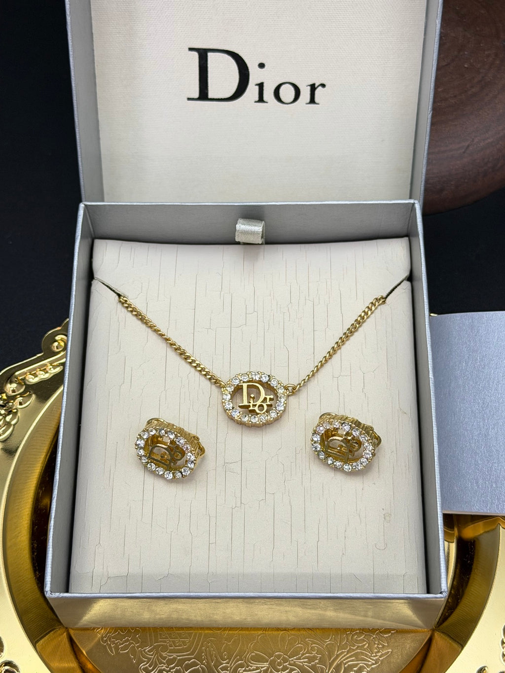 CHRISTIAN DIOR Rhinestone Necklace/earrings Set
