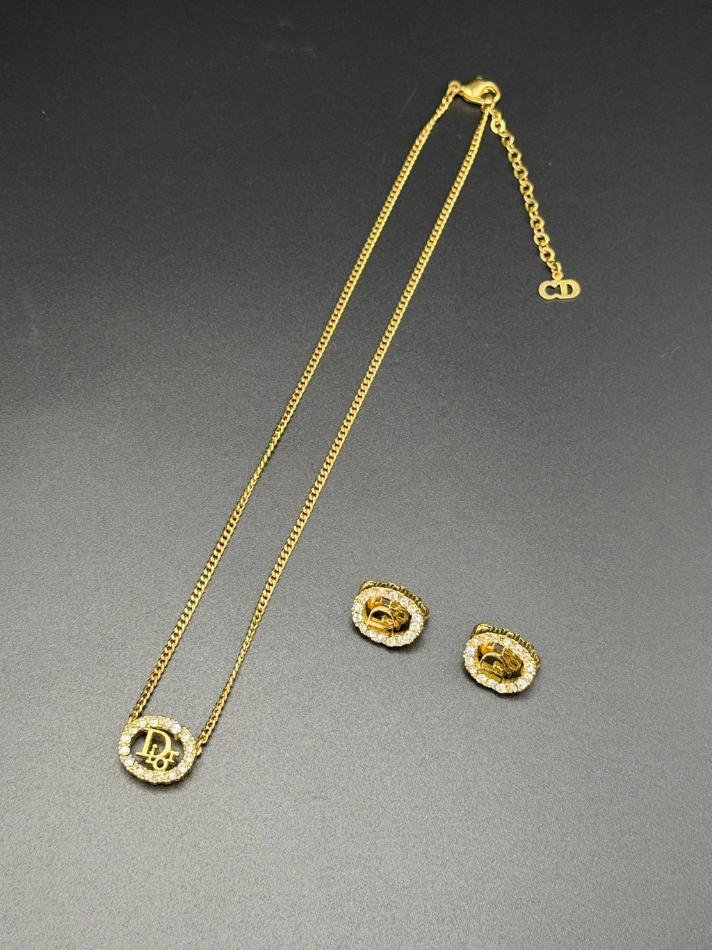 CHRISTIAN DIOR Rhinestone Necklace/earrings Set