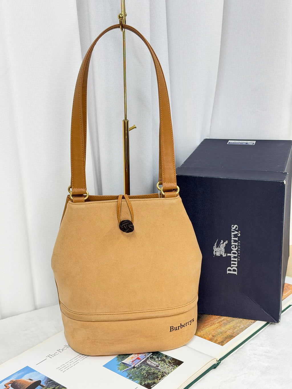 BURBERRY Spliced Leather Bucket Bag