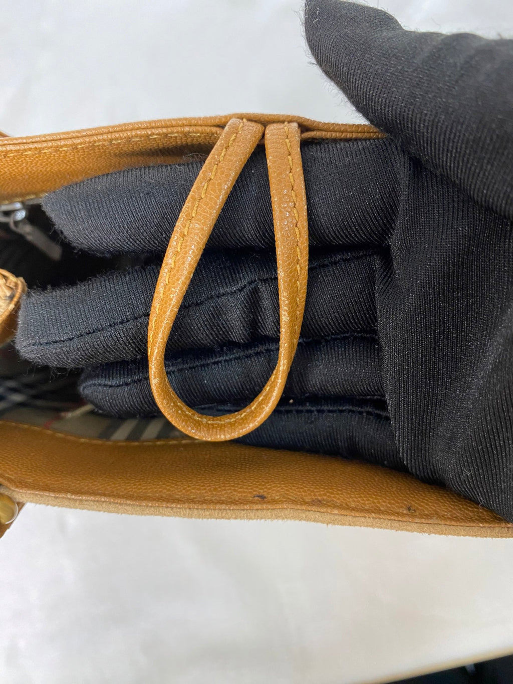 BURBERRY Spliced Leather Bucket Bag