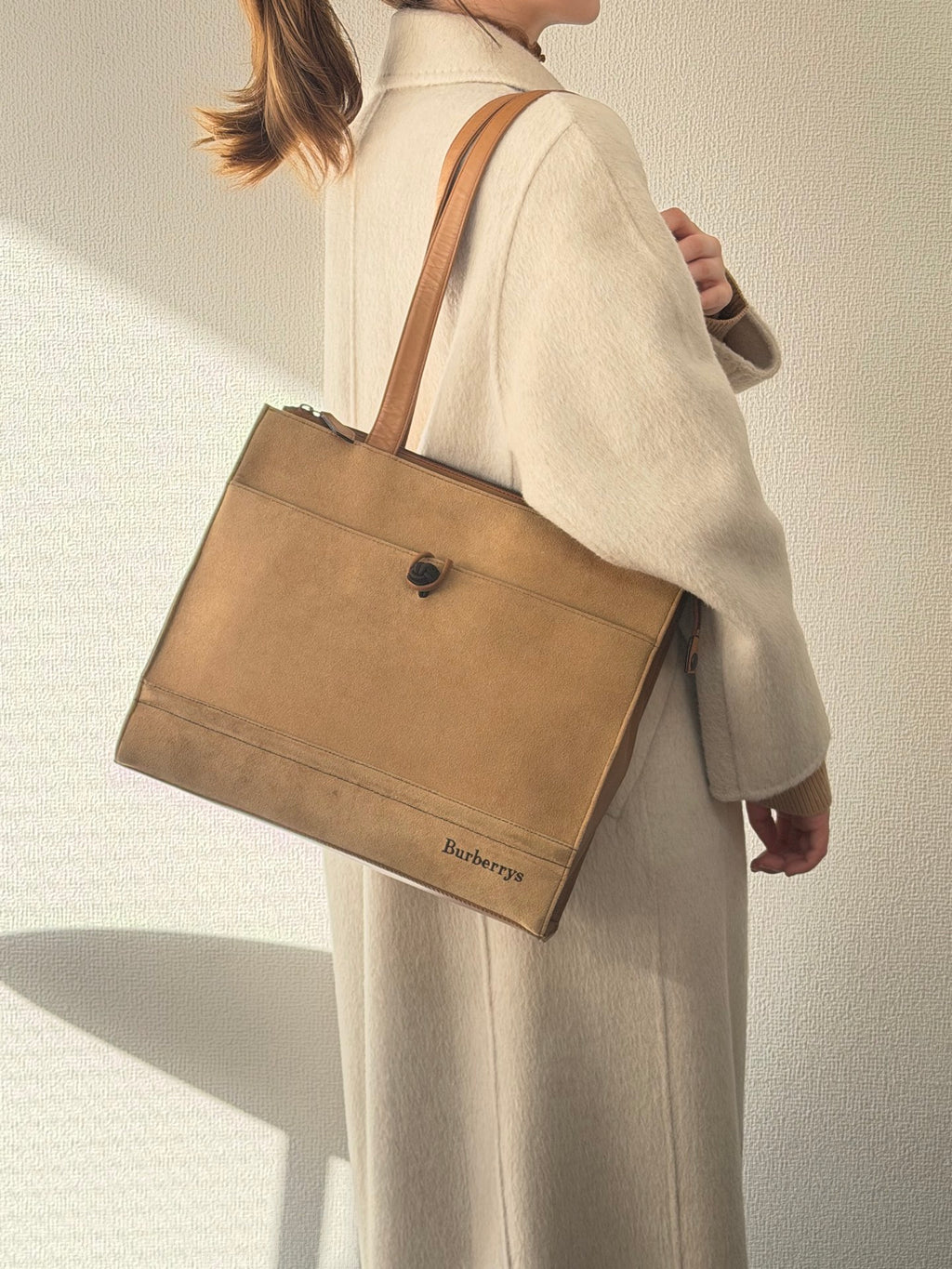 BURBERRY Spliced Leather Suede Handbag