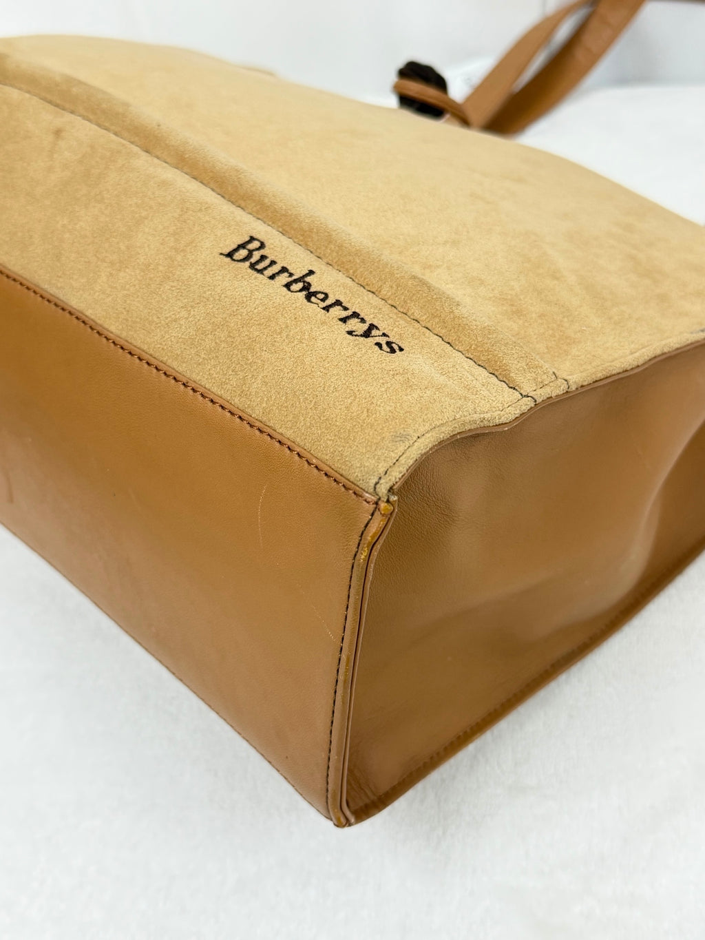 BURBERRY Spliced Leather Suede Handbag