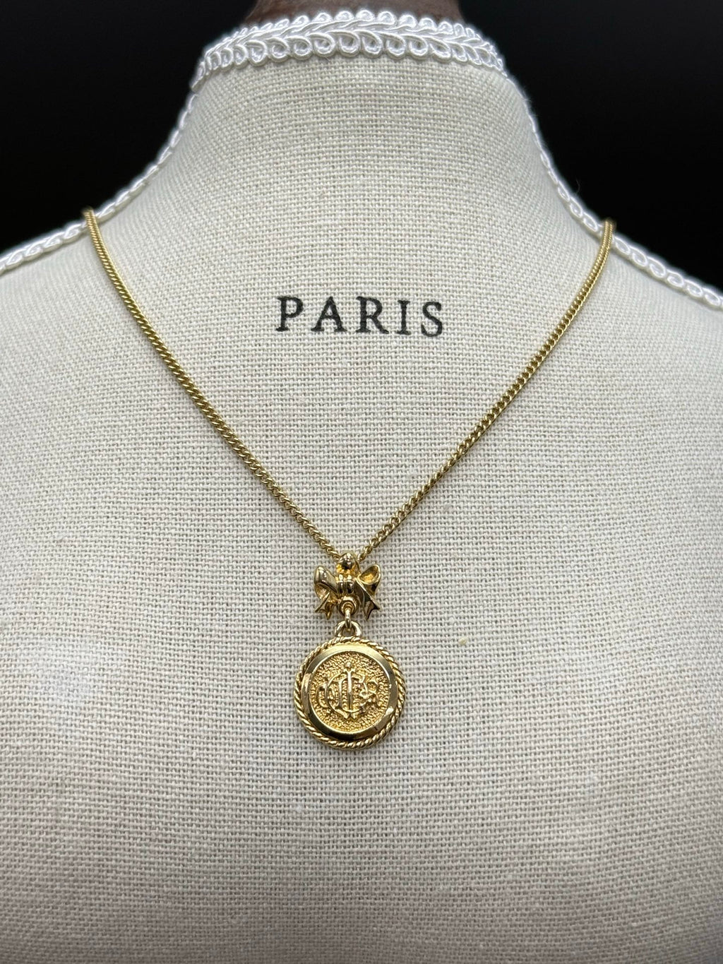 CHRISTIAN DIOR Pumpkin Carraige Pattern Necklace