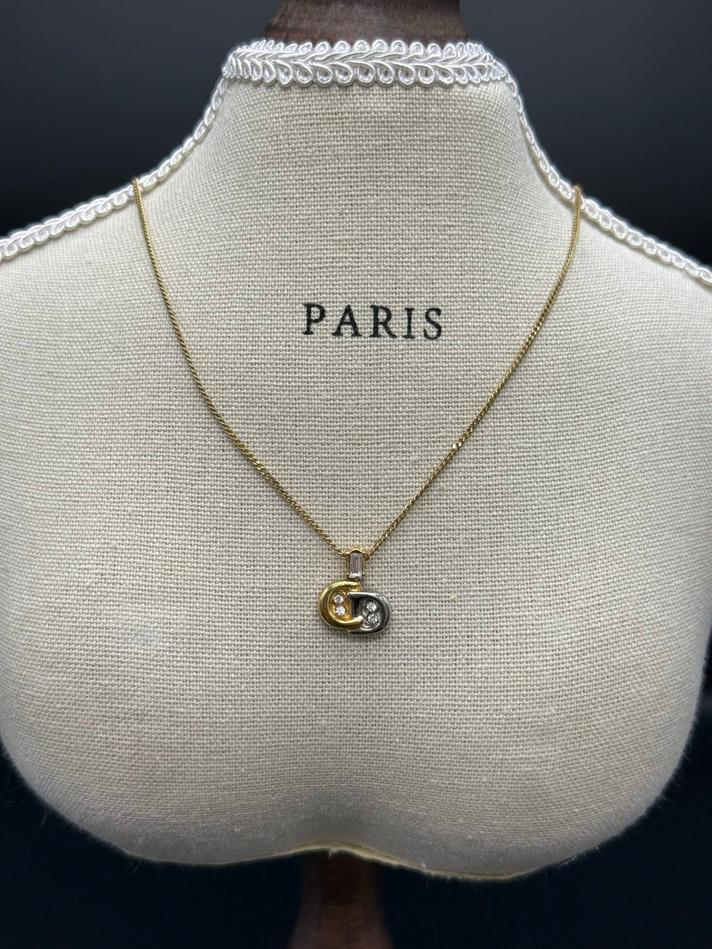 CHRISTIAN DIOR CD Rheinstone Necklace