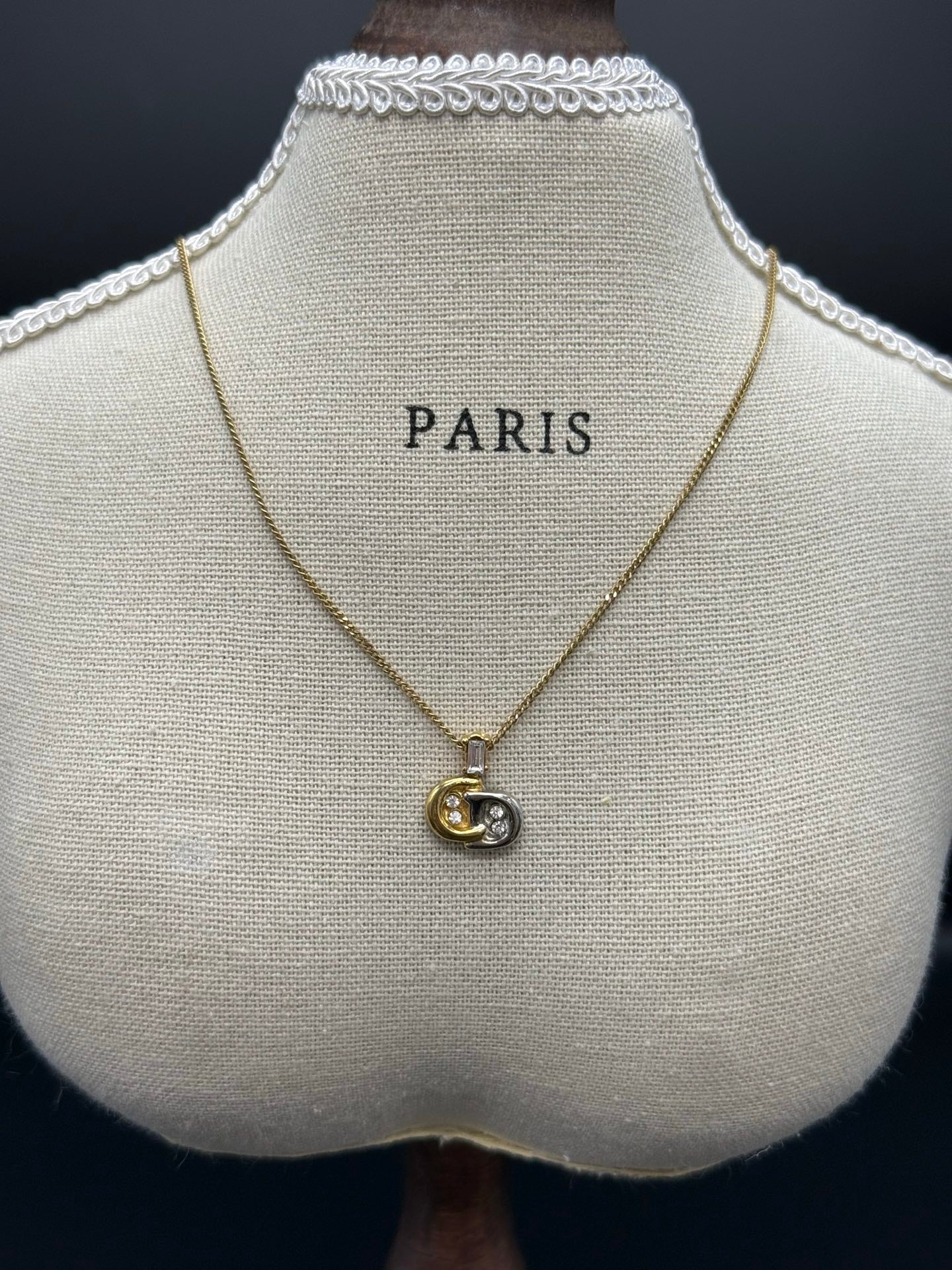 CHRISTIAN DIOR CD Rheinstone Necklace